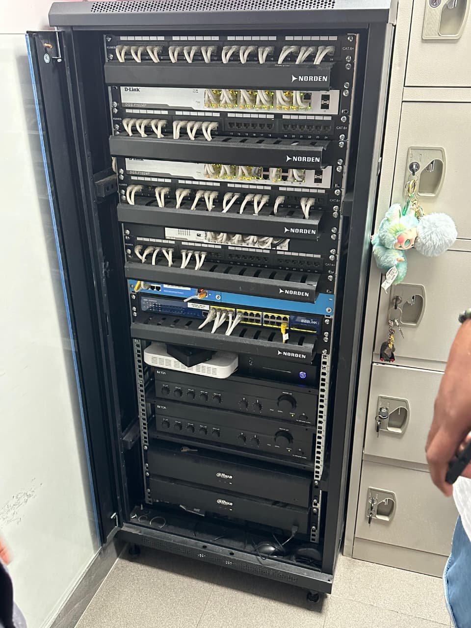 BGM system integrated with audio server over internet Ras Al Khaimah UAE — Norden D-Link TOA Dahua rack